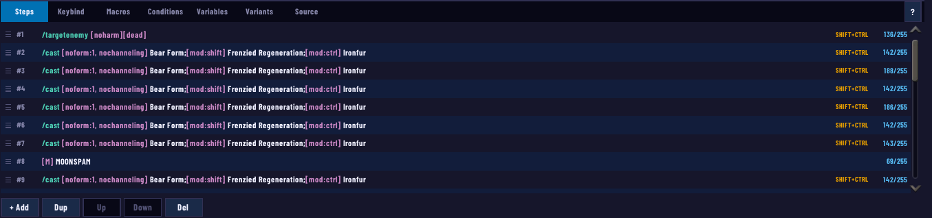 Slowdog's Elune's Chosen M+ V7.1, Steps tab, part 1 of 4