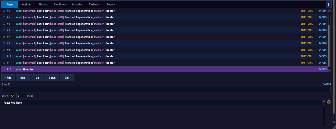 An Interleave action node in a sequence's step list, set to fire every 3 steps